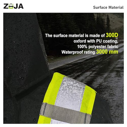 KARXICIY ZUJA Hi Vis Reflective Safety Jacket for Men Women Construction Jacket with Hood High Visibility Safety Rain Jacket - color: Black Rain Suit, size: X-Large