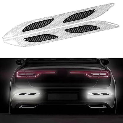 Carbon Fiber Reflective Stickers, 2 Pcs, White, Car, Truck, Motorcycle Decals, Outdoor Use, Waterproof - color: White