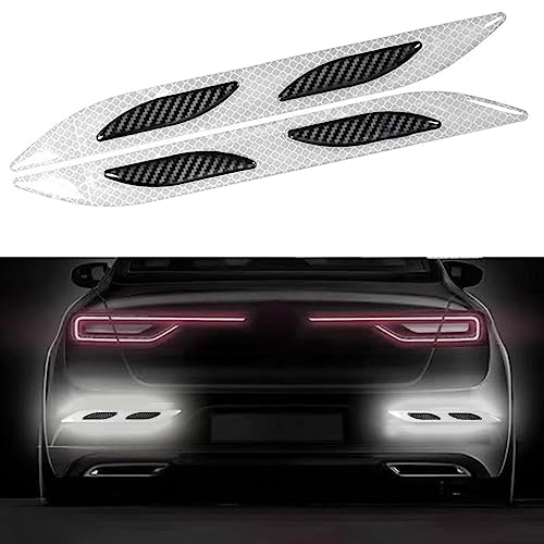 Carbon Fiber Reflective Stickers, 2 Pcs, White, Car, Truck, Motorcycle Decals, Outdoor Use, Waterproof - color: White