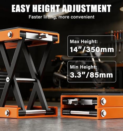 500KG Heavy Duty Motorcycle Scissor Lift, 150% Capacity 85mm-350mm Lift Range, Portable Maintenance Lift Table for Motorcycle, ATV, Scooter, Dirt Bike, with Optional Accessories
