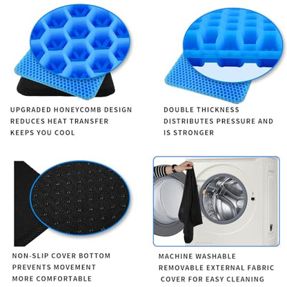 Gel Seat Cushion, Cooling Honeycomb Cushion for Long Sitting, Tailbone & Coccyx Pain Relief, Ergonomic Office Chair Pad, Breathable for Car Seat & Wheelchair(Blue) - color: Blue