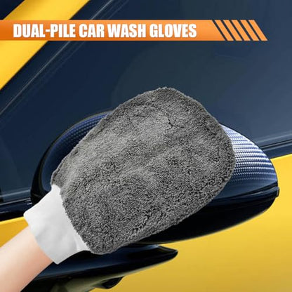Craedli 9PCS Car Wash Cleaning Kit, Microfiber Auto Detailing Set with Wheel Brush, Wash Mitt, Sponge, Drying Towels & Applicator Pads, Vehicle Interior Exterior Wash Tools Supplies (Gray) - color: Gray