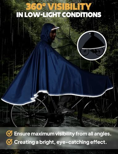 ANYOO Waterproof Rain Poncho Bike Bicycle Rain Capes Lightweight Compact Reusable for Adults - color: Blue