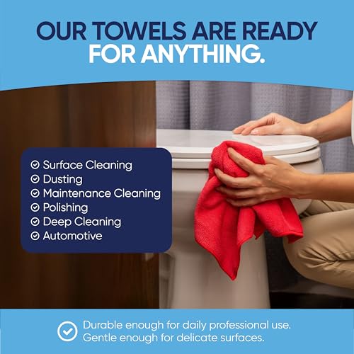 Bulk 12” X 12” All Purpose Microfiber Towels Wholesale - Case Quantity (400 Count) | No Fraying | High Density Microfiber | Zero Chemical Cleaner | Long-Lasting (Red) - color: Red, size: 400 Count (Pack of 1)