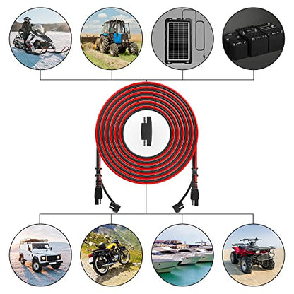 OYMSAE 50 Feet SAE Connector,Solar Panel Extension Cable,SAE to SAE Quick Disconnect Wire for Automotive RV Motorcycle Marine Boat 16AWG Battery Charging Plug Cable(50FT 16Gauge) - size: 50 ft