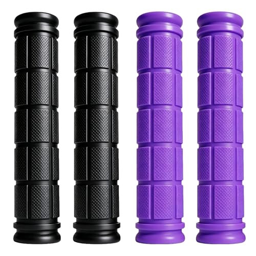 2 Pairs Bike Handlebar Grips for Bikes - color: Black and Purple