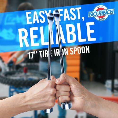 BAJA NO PINCH 17 inch Steel Tire Spoon Lever | Iron Tool Kit |Tire Changing Tool for Enduro | Motocross | Motorcycle | Dirt Bike | Easy-to-Use for Safe & Quick Tire Repair | Dirtbike Tire Spoons - size: 17 Inch Tire Spoon