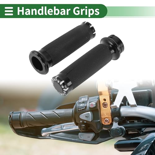 0.98"x0.98" Universal Motorcycle Hand Grips Cover Non Slip Aluminum Rubber Handlebar Grips for Motorcycle Scooter Bicycle ATV Black 1 Pair - color: Black