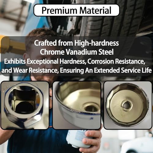86-87mm Oil Filter Wrench, 16 Flute Wrench & 1/2Inch Square Oil Filter Cap Wrench Removal Tool Socket - size: 87mm 16 Flute