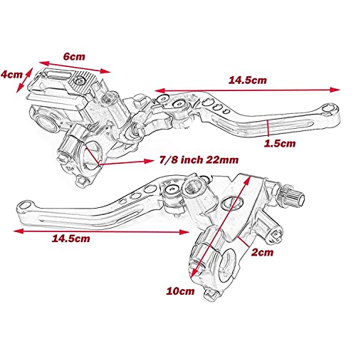 Motorcycle Brake Lever 7/8" 22mm Handlebar Brake Master Cylinder Clutch Lever Left and Right Set Compatible with Harley Honda Kawasaki Suzuki Yamaha Gold Universal - color: Gold