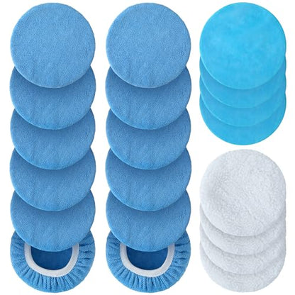 S SATC 5-6 Inch Car Polishing Bonnet Pads 20 PCS Microfiber Buffing Pads Fit Orbital Buffer for Car, Glass, Waxing - size: 5-6 Inch