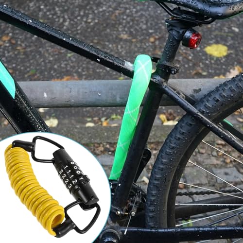 BESTYASH Motorcycle Helmet Lock Cable Retractable 4-Digit Combination Bike Lock Steel Wire Anti-Theft Lightweight Security for Bicycle Scooter Accessories