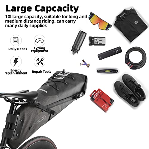 ROCKBROS Bikepacking Bag Waterproof Bike Saddle Bag Large Capacity Bikepacking Seat Bag Road Mountain Bike Seat Bag Max 14L - color: Max 14L