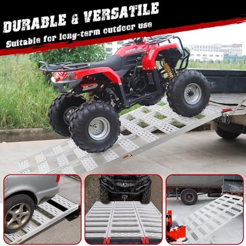 GAOMON Ramps for Pickup Trucks, Aluminum Tri-Fold Motorcycle Powersports Loading Ramps, 1500 LBS Capacity ATV Ramp with Load Straps for ATV/UTV, Lawn Mowers, Tractors, 76" L x 50" W - size: 1500Lbs 76"x50"