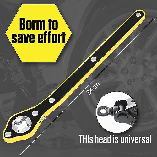 Auto Labor-Saving Jack Ratchet Wrench with Long Handle for Scissor Jack, Lug Wrench for Tire Jack, Car Jack Wrench Positive and Reversal Knob Design For Travel/Truck/SUV/Vans
