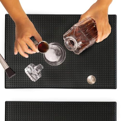 Rubber Bar Mat 18×12" Premium Countertop Mat for Coffee Bar, Home Bar & Kitchen, Durable 1cm Thick Rubber Drink Mat with Textured Surface That Helps Reduce Slipping, Black Bar Spill Mat - size: 18x12"