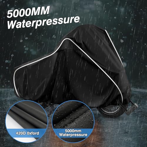 Motorcycle Cover for Harley Davidson Touring Models Road King Road Glide Street Glide Electra Glide,420D Heavy Duty Waterproof Outdoor Protection Motorbike Cover with Soft Cotton Lining & Lock Hole