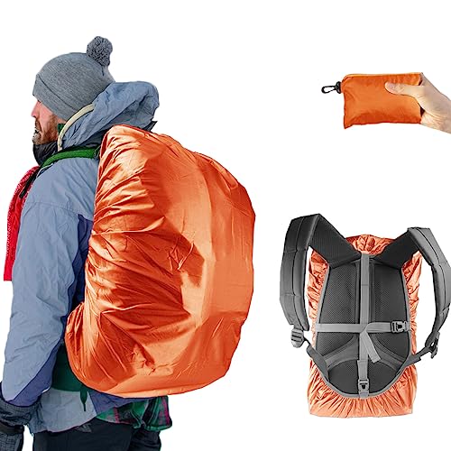 Frelaxy Waterproof Backpack Rain Cover, 10000mm Waterproof Level, Upgraded Ultra-Strong Multilayer Structure, Antislip Cross Buckle Strap, Ultralight Compact Portable, for Hiking, Camping, Traveling - color: Orange, size: M (For 25L-35L backpack)
