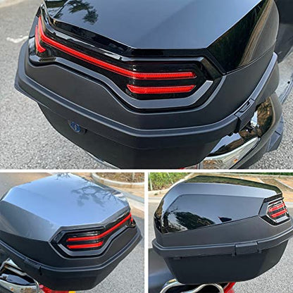 35L Motorcycle Top Case, Motorcycle Daily Tail Box Trunk Lockable Storage Carrier Plastic Case with Soft Backrest Universal Mounting for Helmet Luggage, Waterproof Motorcycle Top Box - Black