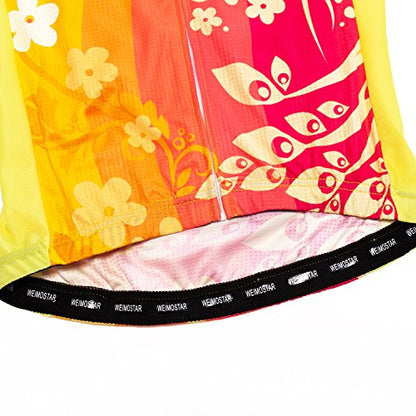 Women's Cycling Jersey Bike Shirts Short Sleeve Ladies Bicycle Clothing MTB Cycle Jacket - color: Yellow, size: XX-Large