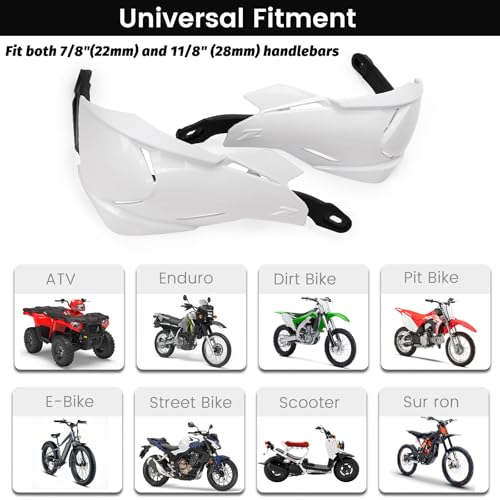 XINGWU Motorcycle Handguards Universal 7/8'' and 1 1/8'' Dirt Bike Hand Guards ATV Hand Protection for Sur Ron ATV CR CRF KXY Pit Bike Motocross Enduro Supermoto Racing - color: white