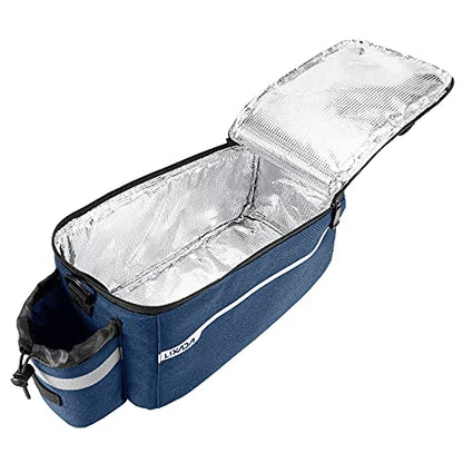 Lixada Bike Panniers Bike Trunk Bag Insulated Bag for Warm/Cool Items, Bicycle Rear Rack Storage Luggage Bicycle Seat Multifunctional Insulated Trunk Cooler Bag Shoulder Bag 11.4 6.3 6.7in - color: Dark Blue
