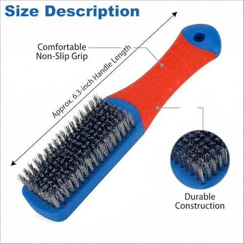 Professional Stainless Steel Wire Brush Set - Heavy Duty Rust & Paint Removal Tool for Grill Cleaning, Metal Surface Preparation with Ergonomic Handle (2Pack)