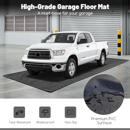 IRONMAX Garage Floor Mat, 9’ x 22’ Waterproof Floor Containment Mat with Cleaning Squeegee, Car Parking Mats Prevent Leaks Spills for Snow Ice Water and Mud - size: 9' x 22' (Rectangular)