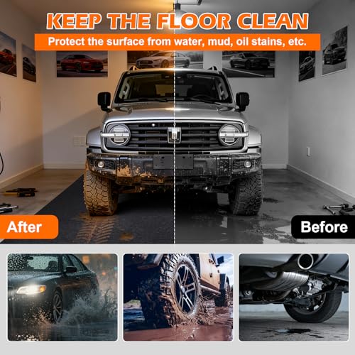 Grefinity Garage Floor Mat，7.5'x 20' Oil Spill Mat Heavy Duty Under Car Mat for Garage & Driveway, Protects Against Oil, Chemicals & Stains with TPE Anti-Leak Backing, Reusable & Washable - size: 7.5'x 20'