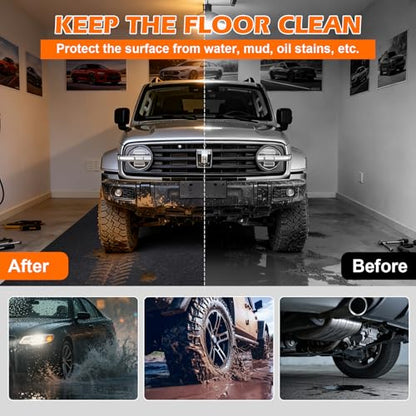 Grefinity Garage Floor Mat，8.9’x 22' Oil Spill Mat Heavy Duty Under Car Mat for Garage & Driveway, Protects Against Oil, Chemicals & Stains with TPE Anti-Leak Backing, Reusable & Washable - size: 8.9’x 22'