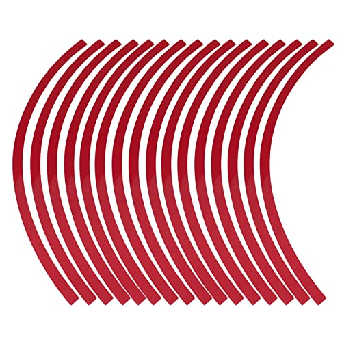 Ymiko Reflective Wheel Rim Stripe Decal Sticker Universal Wheel Reflective Pinstripe Decal Tape Sticker Car Motorcycle Decoration Film for 16-19 inch Rim Size (Red)