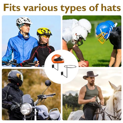 7 Pcs Helmet Hanger Multifunctional Display Hook Stand Wall Mount Motorcycle Helmet Rack for Cap Wig Hat Coat Riding Jacket Metal Ball Holder for Football Volleyball Basketball