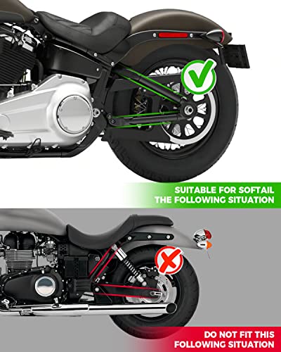 KEMIMOTO Motorcycle Swingarm Bag, Left Side Solo Bags Swing Arm Bags with Synthetic Leather for Softail Models Dyna Low Rider Fat Bob