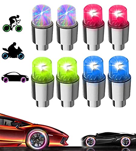 8 Pack LED Valve Stem Caps Lights for Car Tires Wheel Assemblies Light up Air Neon Bicycle Motorcycle Tyre Valve Lights Bike Truck Golf Cart for Kids Men Women(Multicolor) - color: 8-Multicolor
