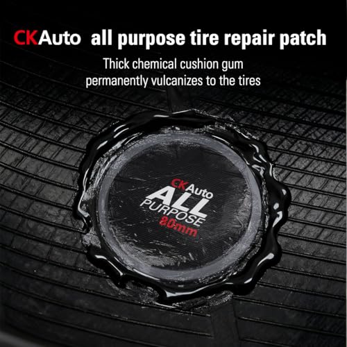 CKAuto 100 PCS Combination All Purpose Tire Repair Patch Kit Heavy Duty, for Car Van Truck Bus Motorcycle Bike and Inner Tire, Round 100 PCS - size: Mix 100pcs