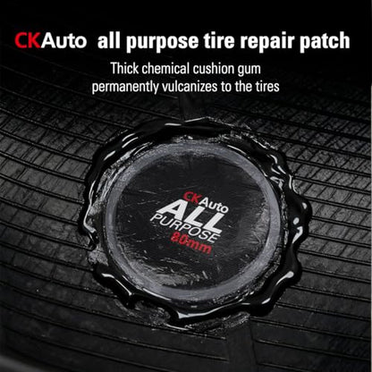 CKAuto 100 PCS Combination All Purpose Tire Repair Patch Kit Heavy Duty, for Car Van Truck Bus Motorcycle Bike and Inner Tire, Round 100 PCS - size: Mix 100pcs