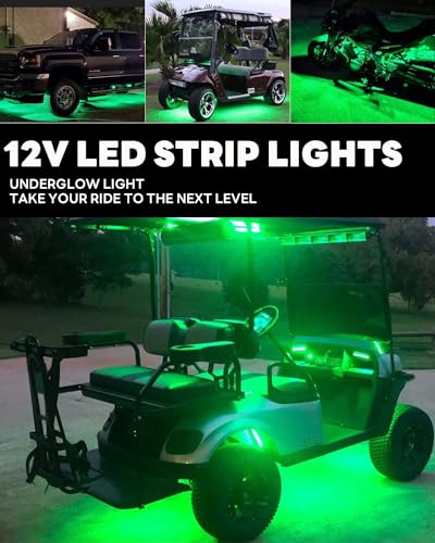 12V Led Light Strip 12.7" Waterproof Green Led Light Strips for Car Golf Cart Motorcycles Truck Boat Led Strip Lights,Pack of 4 - color: Green Led Light Strip