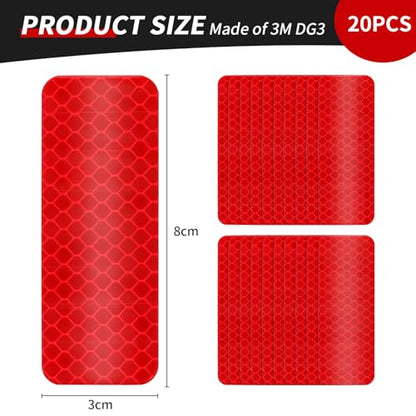 20 Pcs Super Reflection Reflective Stickers Made of 3M DG3, Red Outdoor Waterproof Safety Reflective Tape for Car/Bike/Mailbox/Helmet/Truck - Safety Stickers Red - color: Red 20pcs