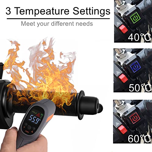 12V Motorcycle Heated Grips Cover, Universal Handlebar Grip, 3 Temperature Settings, IP67 Waterproof, ATV Scooter Motorcycle Hand Grip Heater Warmer Hot with Switch & Fuse - color: Heated grip cover - Black