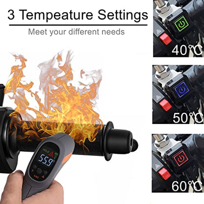 12V Motorcycle Heated Grips Cover, Universal Handlebar Grip, 3 Temperature Settings, IP67 Waterproof, ATV Scooter Motorcycle Hand Grip Heater Warmer Hot with Switch & Fuse - color: Heated grip cover - Black