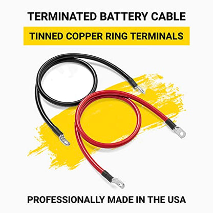 Spartan Power Battery Cable 4 Foot 1/0 Gauge AWG Wire Set 5/16" M8 Made in USA - color: 1/0 AWG-SET-5/16", size: 4-FT