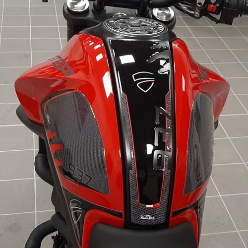 Resin Bike Motorcycle 3D Stickers Compatible with Ducati Monster 937 2021-2025. Fuel Tank Protection from Bumps and Scratches. Resin Stickers - Black - Made in Italy