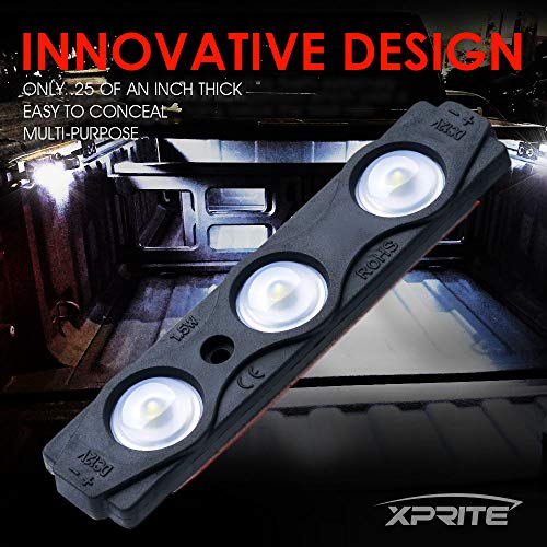 Xprite White Truck Pickup Bed Light Kit, 24 Led Cargo Rock Lighting Kits w/Switch for Van Off-Road Under Car, Side Marker, Foot Wells, Rail Lights - 8 PCS - color: White