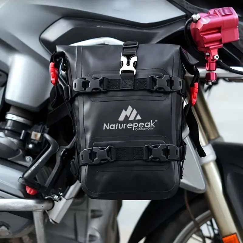 Motorcycle Rear Rack Bag 8L Waterproof Motorcycle Tail Bag PVC Pannier for Motorbike, Dirt Bike, Bicycle and Camping