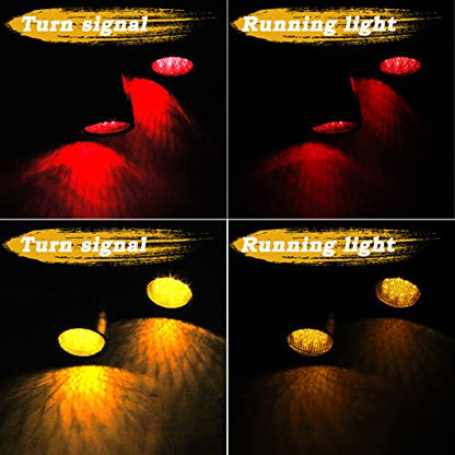 DREAMIZER 4pcs LED Motorcycle Amber Red Front Rear Brake Turn Signal Light Blinker Driving Tail Light Compatible With Sportster 883 Street bike Dirt bike Cruiser and chopper - color: Black