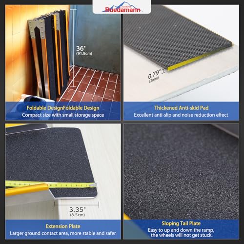 Ruedamann 71" Aluminum Loading Ramps for Pickup Trucks Trailers, Folding Motorcycle Ramp, 600Lbs Capacity, Snowmobile Ramp, ATV Truck Ramps for Dirt Bike, Tractor, Tailgate Bed, Usable Width 8.5", 1PC - size: 71'' - 600 lbs