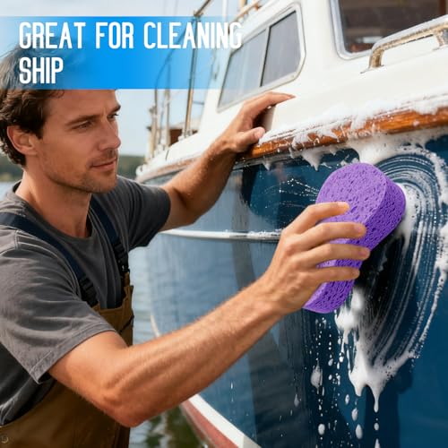 3PCS Car Wash Sponge, Heavy Duty Car Sponges for Washing, Car Accessories Large Sponges for Cleaning, Automotive Cleaning Supplies, Eco Friendly Sponge (7.68 x 3.74 x 1.38 Inch), Purple - color: Purple