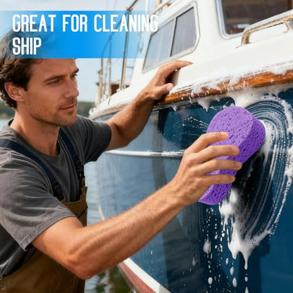 3PCS Car Wash Sponge, Heavy Duty Car Sponges for Washing, Car Accessories Large Sponges for Cleaning, Automotive Cleaning Supplies, Eco Friendly Sponge (7.68 x 3.74 x 1.38 Inch), Purple - color: Purple