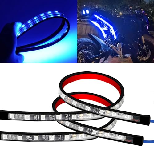 YONGMING Atmosphere Motorcycle Led Lights Strips 32CM 12V Underglow Under Dash Underbody Lights for SUV,Car,RV,ATV,Bike,Boat，Courtyard， Scenic Spot，PACK of 2(Blue) - color: Red