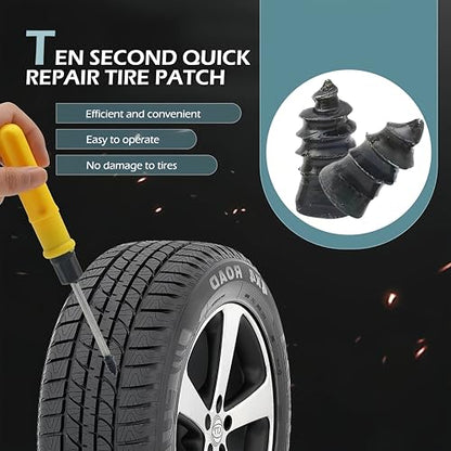 60 PCS Tire Repair Rubber Nail, Vacuum Tire Repair Kits Spiral Rubber Screws, Fast Self-Service Tool for Car, Truck, Motorcycle, Tractor Tire Puncture Repair (Black) - size: 60PCS
